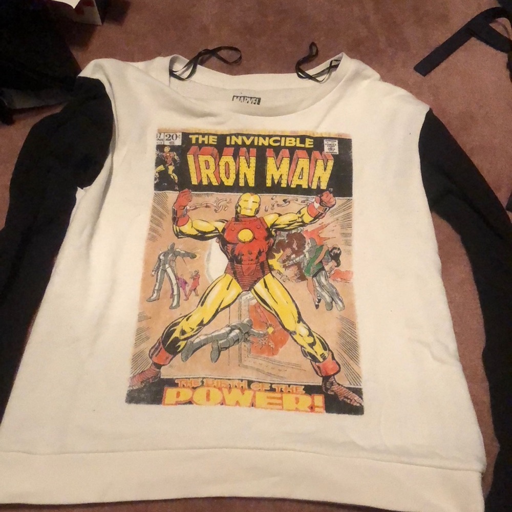 Womens Iron Man Distressed Sweater